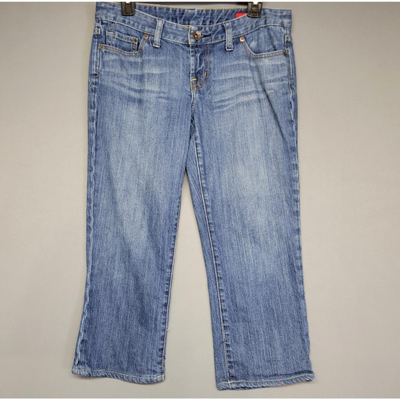 X2 Denim - X2 Jeans Womens 8 Blue Mid Rise Stretch Straight Leg Embroidered Pockets Denim